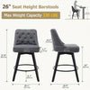 2 pack Swivel Bar Stools 26 inch Linen Counter Chairs Tufted Back Wood Legs