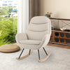 Upholstered Rocking Chair Nursery Glider Rocker w/Padded Backrest-Beige