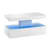 White Gloss Coffee Table with LED Lights – 90cm Modern Living Room Table