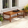 2 Pcs Outdoor Solid Hardwood Dining Bench with Teak Oil Finish
