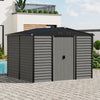 8 x10ft Garden Storage Shed with Double Sliding Door Grey Wood Effect, FREE BASE