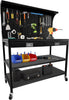 48in Workbench Metal Tool Storage w/ Pegboard 3 Drawer Under Shelf Power Outlet