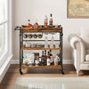 3-Tier bar cart with Wheel Bar Cart Mobile Beverage Cart with Storage Shelf