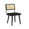 Natural Rattan Dining Chairs Velvet Upholstered Kitchen Chairs w/Rattan Backrest