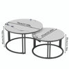 Round Nesting Coffee Table Set of 2 Faux Marble Jade White Top for Living Room