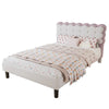 Double Upholstered Bed 4ft6 135x190cm with Velvet Headboard & Study Slats, Beige