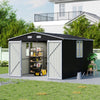 10X12FT Galvanised Outdoor Storage Shed Metal Garden Shed Lockable for Tool Bike