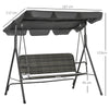 3-Seater Outdoor Rattan Swing Chair, Hanging Bench w/ Stand & Adjustable Canopy