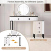 Dressing Table with 5 Drawers Mirror LED Lights Makeup Desk Vanity Table Bedroom