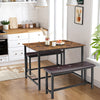 Dining Set for 4 Wood Top Table and 2 PU Leather Upholstered Bench Small Kitchen