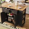 Rolling Kitchen Island on Wheels Storage Trolley w/ Large Cabinet Cupboard Black
