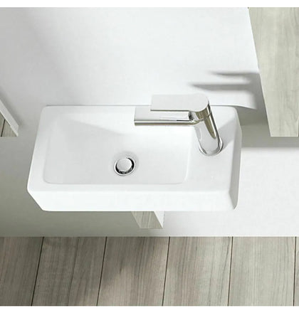 Small Ceramic Wall Hung Hand Wash Basin Compact Bathroom Cloakroom Sink White