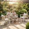 4 Piece Rattan Garden Furniture Set with Loveseat, Armchairs, Table, Cream White