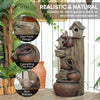 2-in-1 Waterfall Fountain with Birdhouse, Garden Water Feature with LED Lights