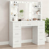 Large Dressing Table Wood Makeup Desk with Hollywood LED Mirror 7 Drawer Tykkleb