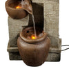 Garden Water Feature Outdoor Solar Powered LED Fountain Cascading Bowls Teamson