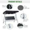 3 Seater Swing Bench Chair Garden Outdoor Lounge Hanging Metal Canopy Black