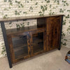 Large Industrial Glass Fronted Sideboard Storage Buffet Cabinet Kitchen Cupboard