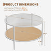 30" Round Rattan Coffee Table w/ Storage, 2 Tier Glass Centre Table Living Room