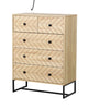 Chest Of 5 Drawers Storage Unit Zig Zag Design w/ Black Metal Handles