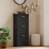 Slim Shoe Storage Cabinet with 3 Flip Drawers for Entryway, Black