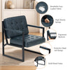 Modern Faux Leather Accent Chair Button-Tufted Design 110° Recline & Metal Frame