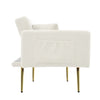 Fabric Sofa Bed Love Seat Sofa Settee Couch with Metal Legs & Cushions White