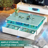 High Gloss LED Coffee Table With Storage Wooden 2 Drawer Living Room Furniture
