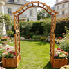 Wooden Garden Arch Pergola with 2 Planters Trellis Arbor for Roses & Vines