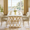 63-Inch Modern Dining Table Large Rectangular Kitchen Table w/ Faux Marble Table
