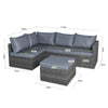 6 Seater Rattan Garden Corner Sofa Set Outdoor Furniture Grey Thick Cushions
