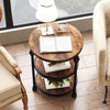 3 Tier Round Side Table with Storage Shelf,Metal Frame Coffee Table for Bedroom