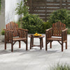 Wooden Patio Dining Chair with Armrests and Reclined High Backrest
