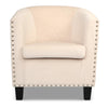 Tub Arm Chair Cream Velvet Luxury Statement Rivet Comfy Accent Armchair