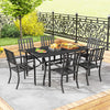 7 Pieces Garden Dining Set with Stackable Chairs with Umbrella Hole