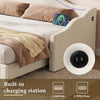 Daybed with Trundle Under Bed 3ft Single Upholstered Sofa Bed, 90x190 cm, Beige