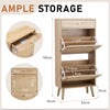 Bonnlo Rattan & Drawer Shoe Cabinet, 2 Bins + 1 Drawer, Adjustable