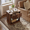 Fluted Nightstand with Drawer,Wood End Table,Bedside Storage Cabinet for Bedroom