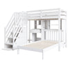 Bunk Bed with Stairs, Desk, Headboard Storage Solid Pine Wood Frame Kids Sleeper