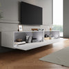 200cm High Gloss Floating TV Cabinet Stand Unit Storage Door Wall Mounted White
