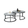 Round Nesting Coffee Table Set of 2 Solid Marble Grey Side End Desk Accent Table