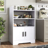 80cm Freestanding Kitchen Cupboard 2-Door Storage Cabinet w/ 4 Shelves, White