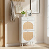 Bonnlo Rattan & Drawer Shoe Cabinet, 2 Bins + 1 Drawer, Adjustable