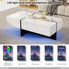 Coffee Table LED Lights with Drawers White High Gloss Modern Living Room