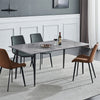Rectangular Marble Dining Table 4-6 Seaters Black Metal Legs Kitchen Furniture