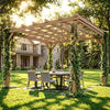3 x 3 m Wooden Pergola Kit, Garden Gazebo Shelter for Climbing Vines, Dark Brown