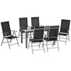 7 Piece Garden Dining Set, Outdoor Table and 6 Chair, Aluminium, Black