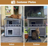 Wooden Outdoor Cat House 2 Tier with Balcony Waterproof Roof Large Shelter