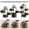 3-6 Tier Vegetable Mobile Shelf Rack Kitchen Rotating Storage Trolley Cart UK