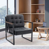 Modern Faux Leather Accent Chair Button-Tufted Design 110° Recline & Metal Frame